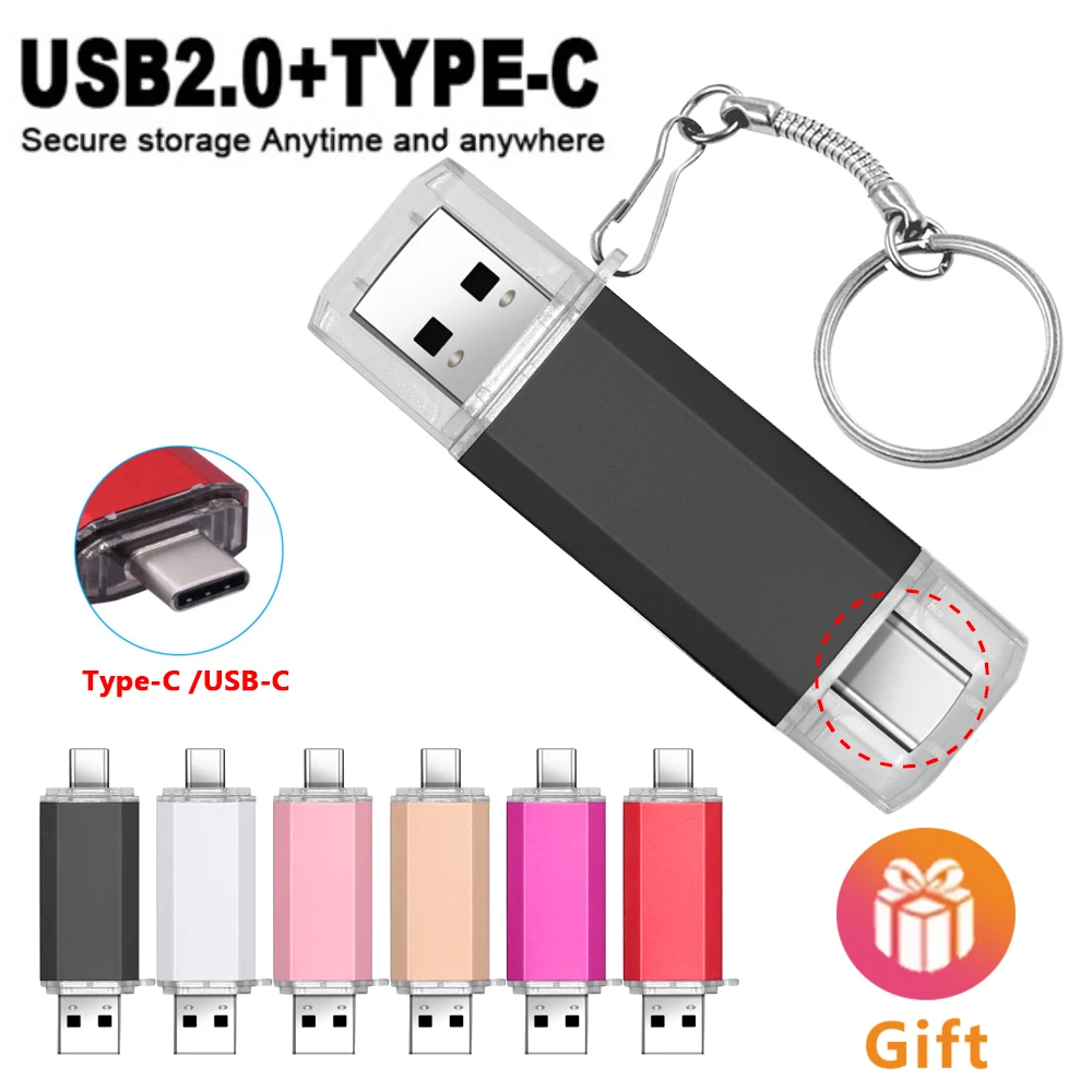 

Флеш-накопитель OTG 2 в 1, USB 2,0, USB 128 и Type-C, Cle USB флеш-накопитель ГБ, 64 ГБ, 32 ГБ, 16 ГБ, 8 ГБ, 4 Гб, двойной флеш-накопитель, подарки