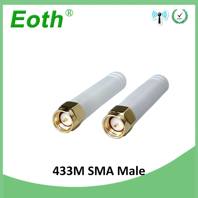 EOTH 10pcs 433mhz antenna 3dbi sma male lora antene pbx iot module lorawan signal receiver antena high gain