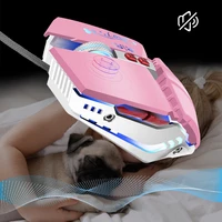 pink mouse game dedicated girly heart mechanical wired gaming mouse rgb led light metal mice for pc laptop