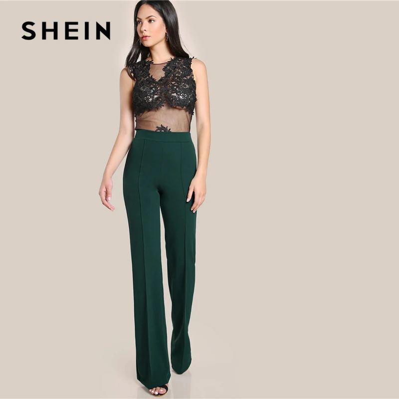 SHEIN Однотонные Широкие Прямые Брюки Офисные Стильные Брюки