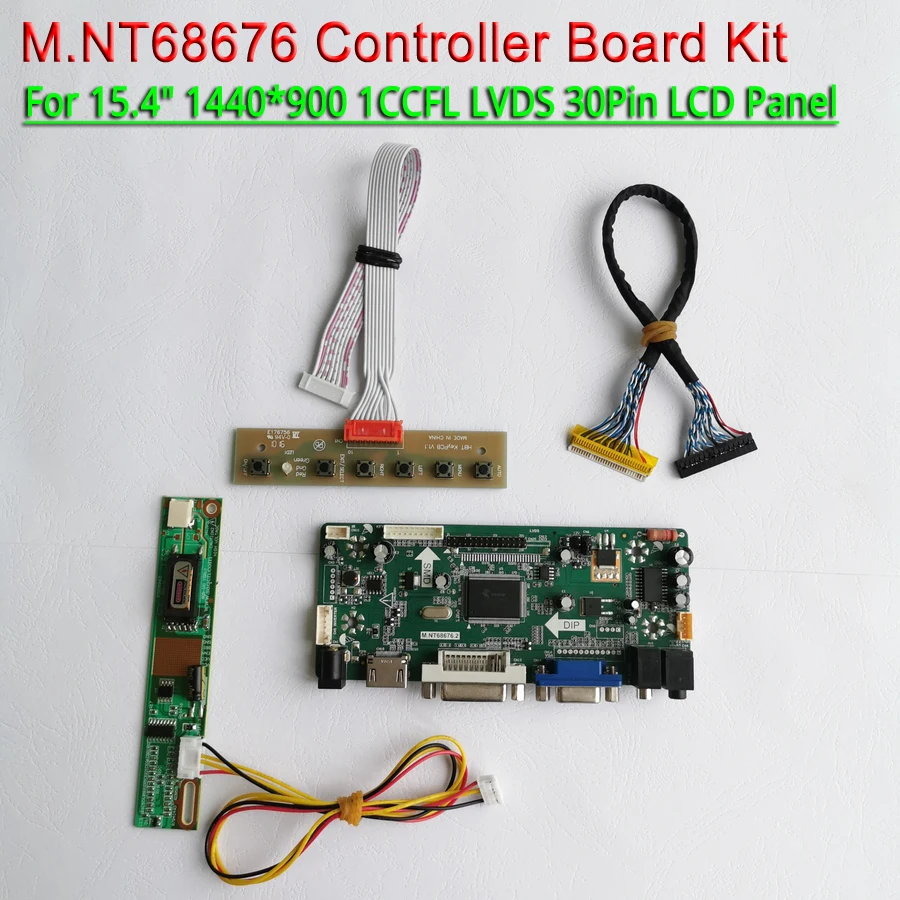 

For B154PW01 B154PW02 CLAA154WP05 1440*900 15.4" Inverter VGA LVDS 30-Pin 1CCFL M.NT68676 LCD Display Controller Board Kit