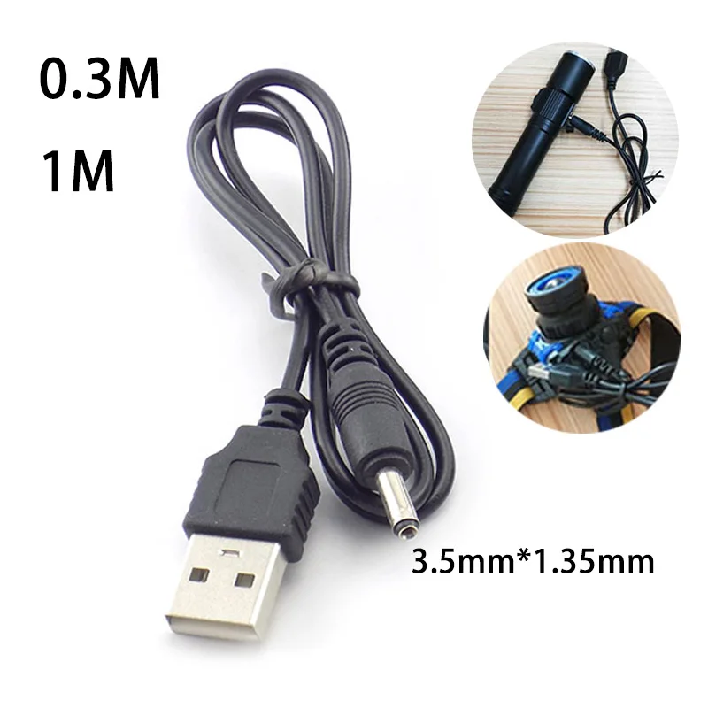 

3,5 мм Mirco зарядка через USB кабель постоянного тока Питание адаптер Зарядное устройство флэш-светильник для фара фонарь светильник 18650 Переза...
