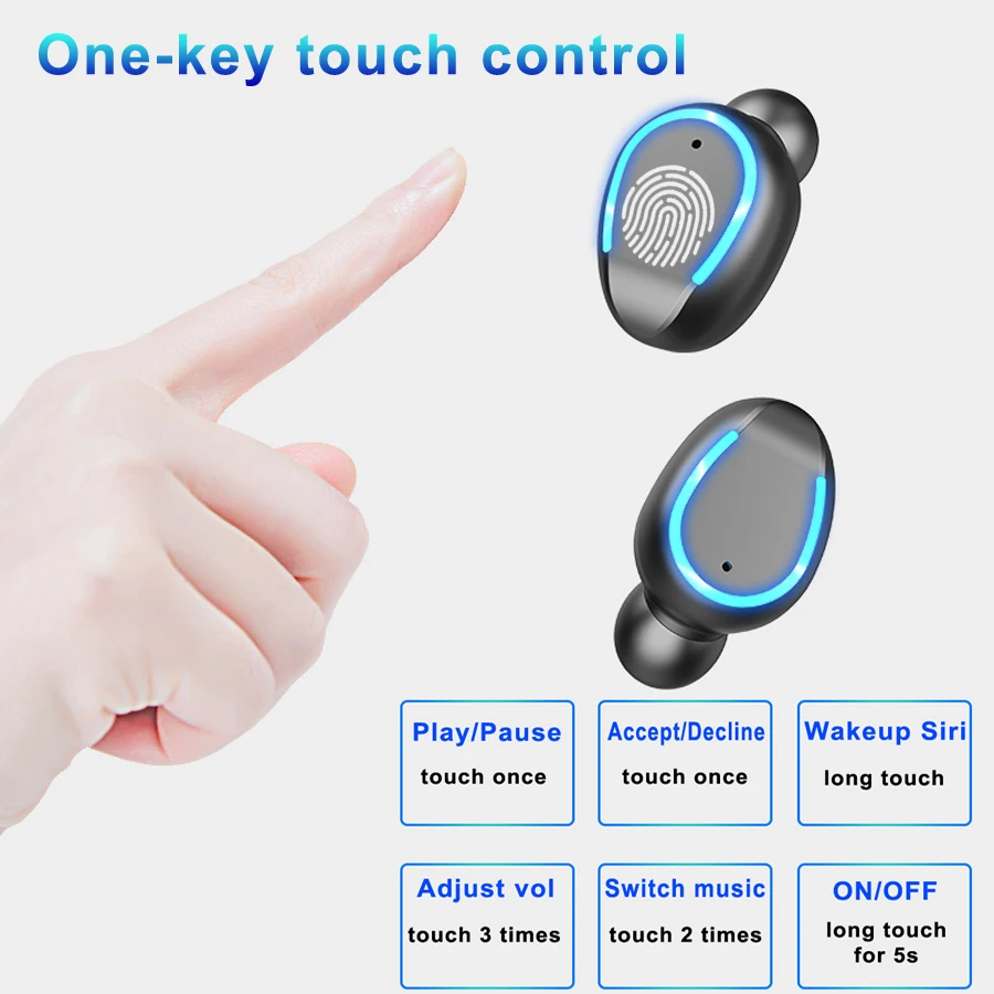 TWS 5,0 Bluetooth наушники беспроводные наушники HIFI 8D бас стерео гарнитура громкой связи бинауральные звонки беспроводные наушники