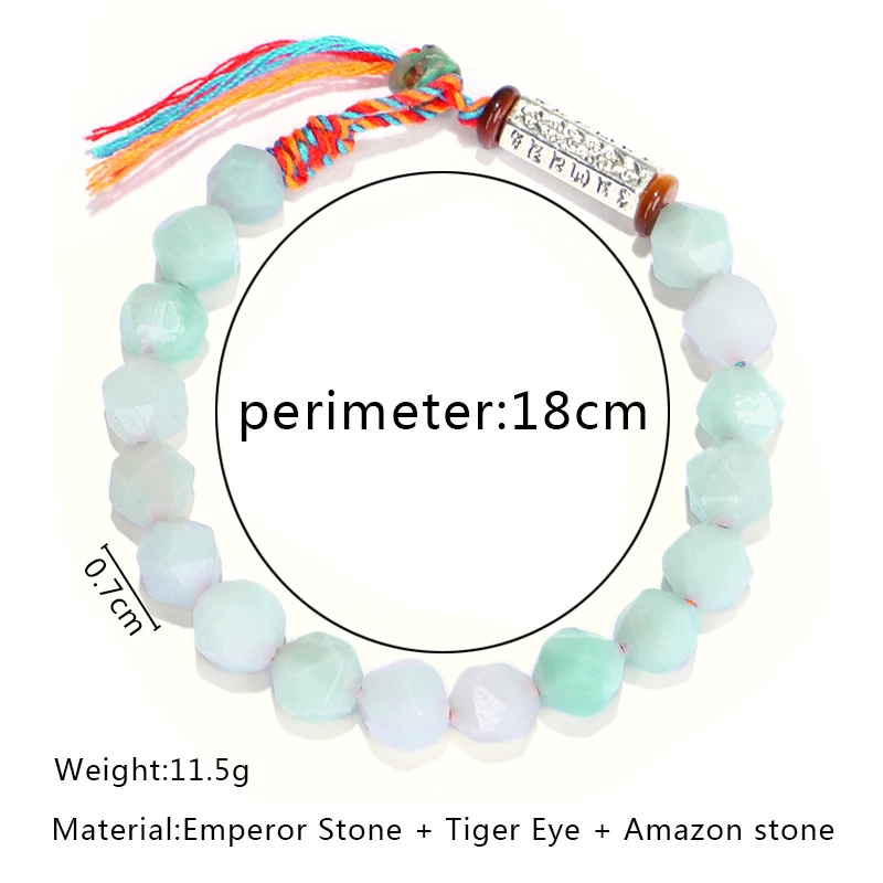 

Tibetan Buddhist Charm Braided Bracelet Faced Amazonite Beads Gifts For Women Handmade Lucky Jewelry