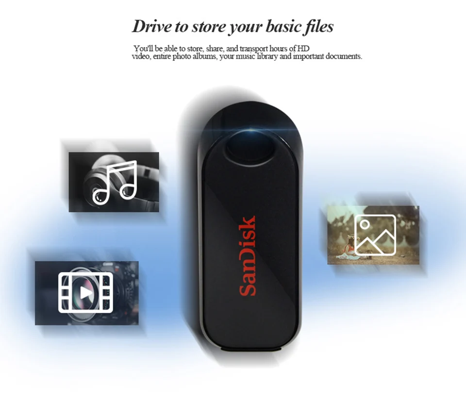 SanDisk USB 2,0 CZ62 мини-накопитель 64 ГБ 32 ГБ 16 ГБ USB флеш-накопитель карта памяти U диск USB ключ Флешка для ПК