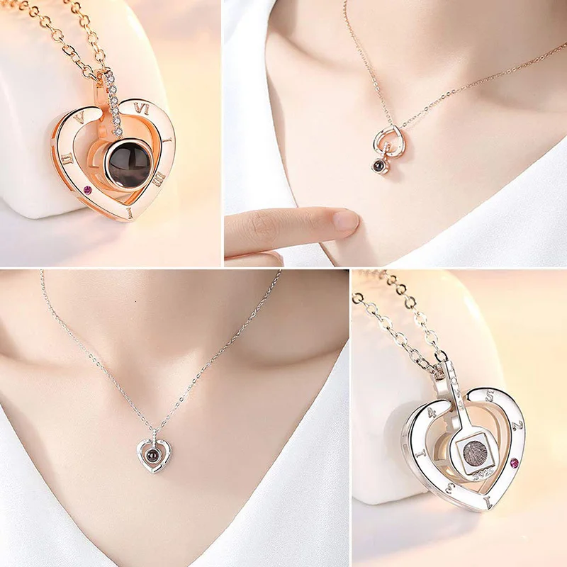 Женское колье с подвеской проектором Я тебя люблю на 100 языках|Ожерелья