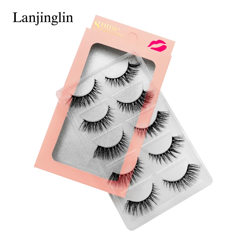 LANJINGLIN, 4/5 пар, норковые ресницы, натуральные, длинные, 3d, норковые накладные ресницы для наращивания, пушистые, без грубости, макияж, накладные ресницы