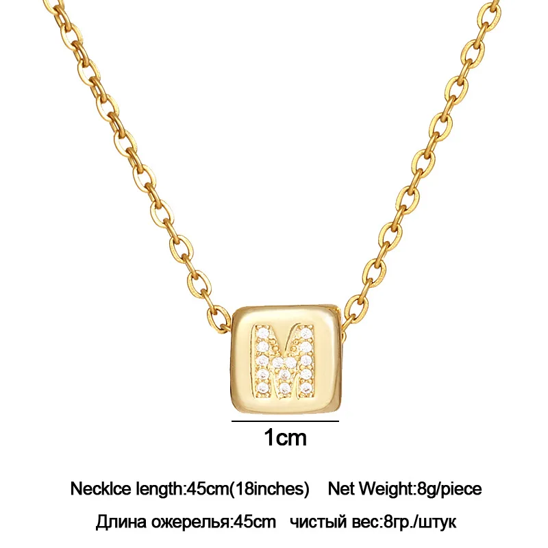 

Fashion Stainless Steel Cube Beaded S Letter Pendant Necklace Women Initial A-Z Necklace Party Wedding Accessories Jewelry Gift