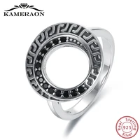kameraon fine boho vintage womens rings sterling silver 925 jewelry wide zircon black diamond ring with stone unique design