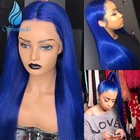 Бразильский Волосы Remy Синтетические волосы на кружеве парики синий человеческие волосы парики с детскими волосами выделить Цвет синтетические парики шнурка 99j прямые парики