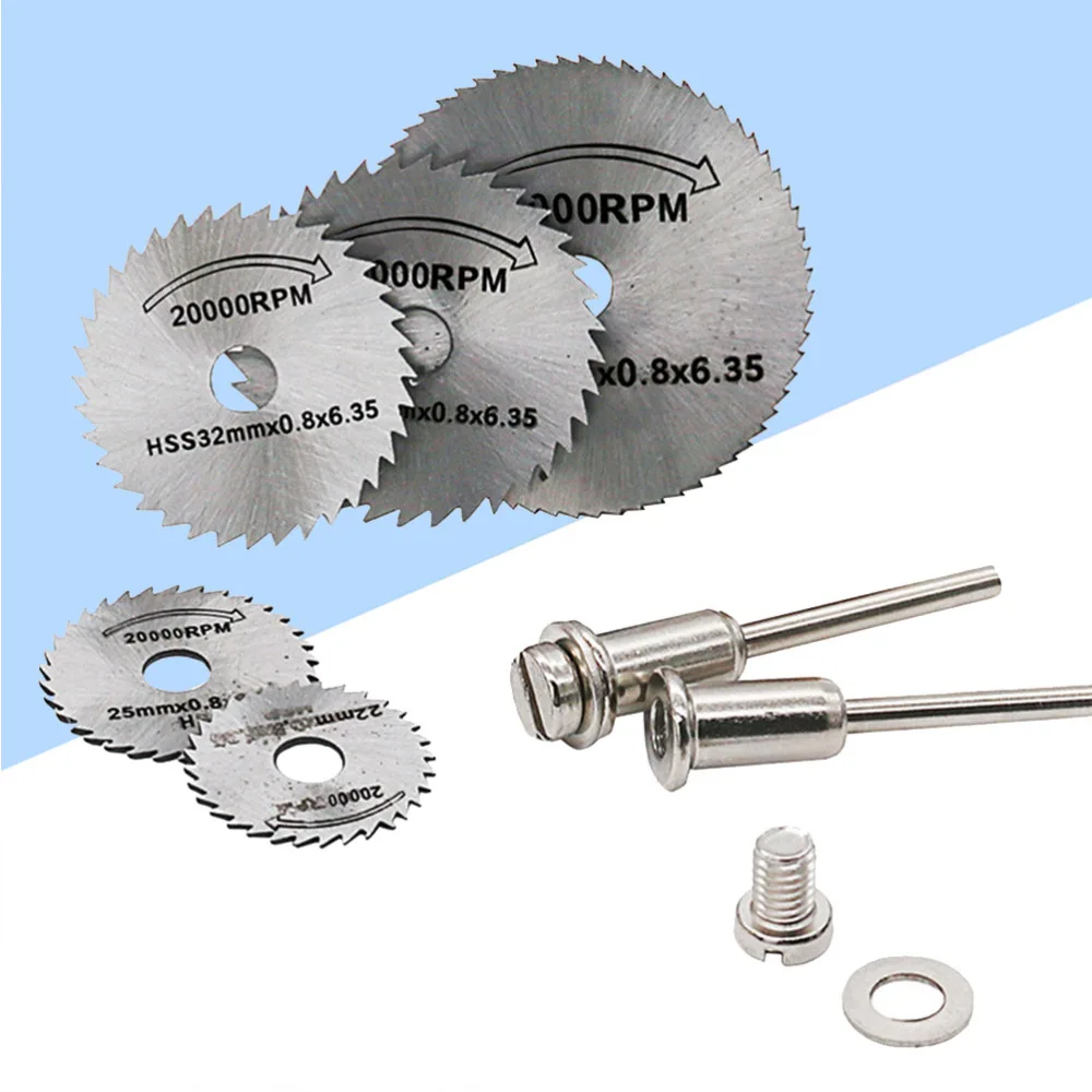 

7Pcs High Steel Cutting Disc Small Metal Electric Mill Accessories Silver (1Pc 6mm Rod + 6Pcs Cutting Disk)