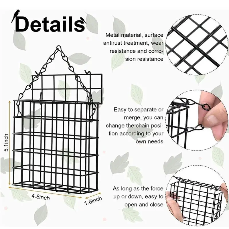 

Bird Feeder Wild Bird Feeder Hanging Caged Bird Feeder with Chain Handle Outdoor Garden Decoration