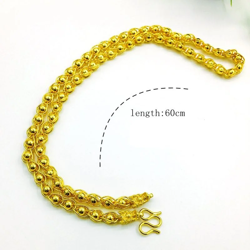 

Beads Jewelry Trendy Yellow Gold Filled Mens Necklace Chain 24"