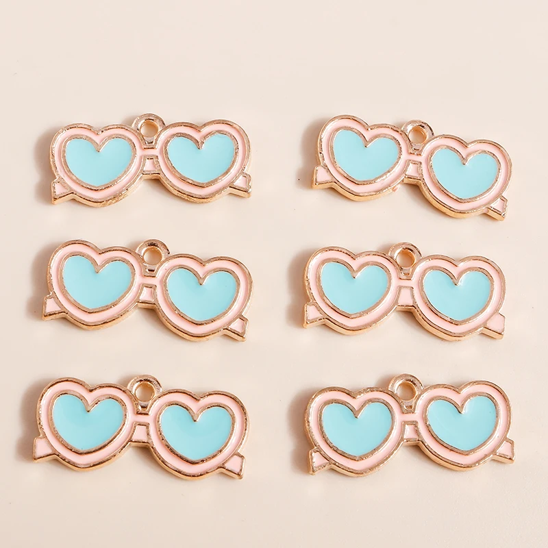 

10pcs 9*21mm Creative Heart Sunglass Charms for Pendant Necklace Jewelry Making Cute Sunglass Charms Diy Making Accessories