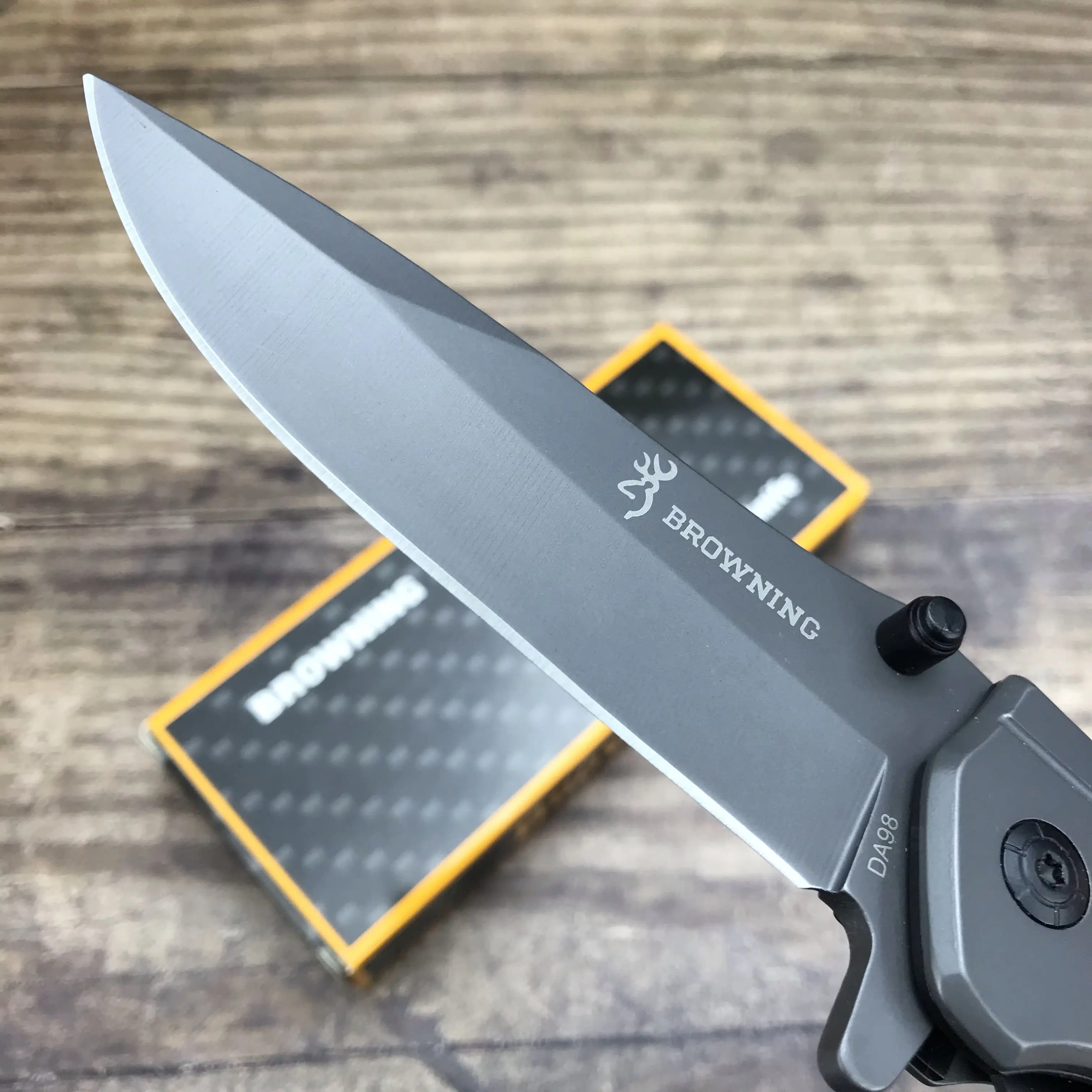 Browning DA98-cuchillo de buceo plegable de 3Cr15, hoja de acero + mango de madera, para exteriores, campo de la jungla, cuchillo táctico, herramientas de supervivencia EDC