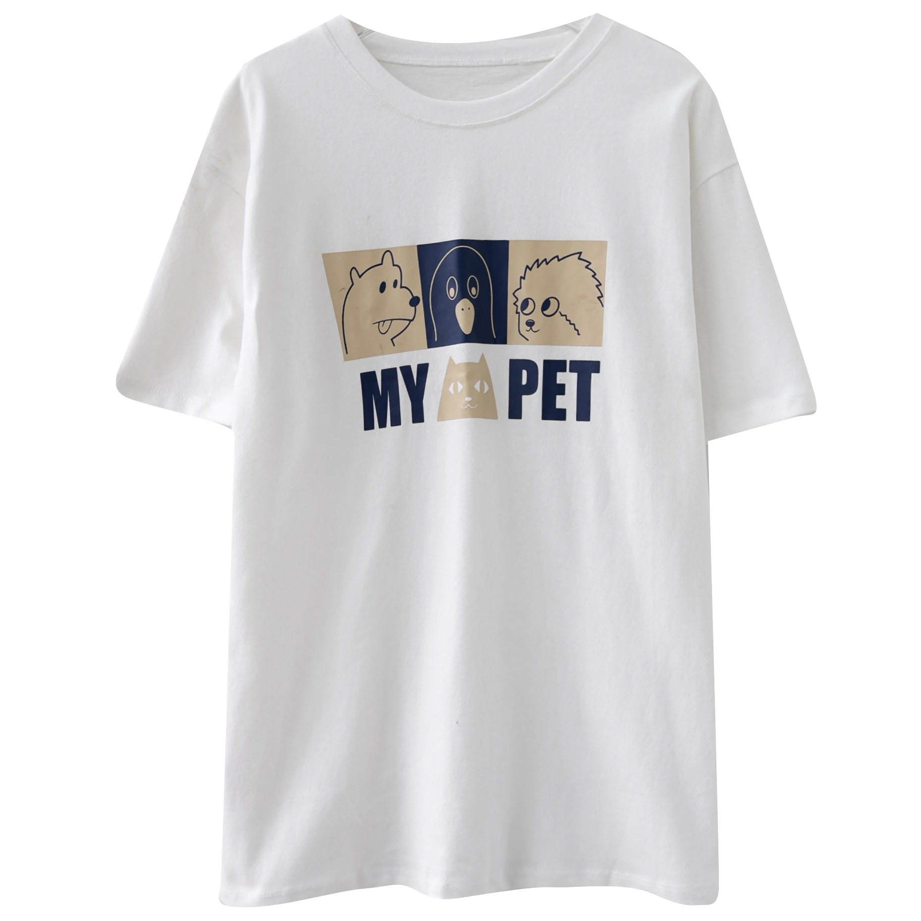 Футболка женская с коротким рукавом и круглым вырезом свободная повседневная