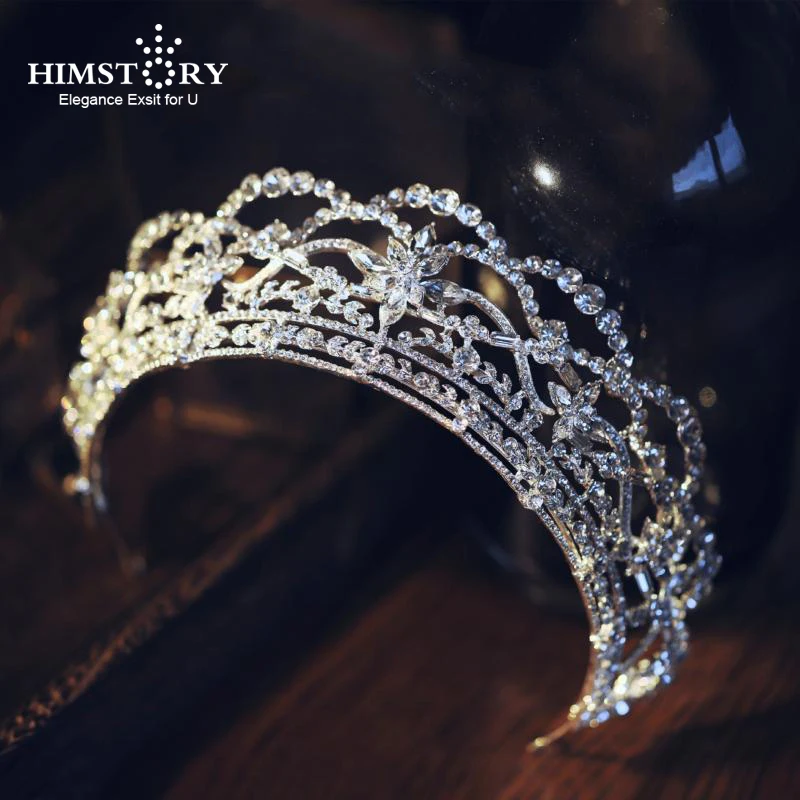 

HIMSTORY Wedding Hair Accessories Queen Princess Tiaras and Crowns Rhinestones Crystal Diadem Brides Party Dress Headpiece