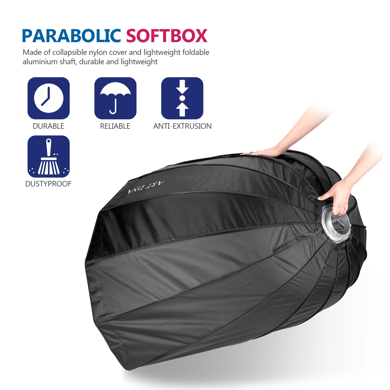 

ART DNA 48 inches Deep Parabolic Softbox Quick-Setup With Bowens Mount and Softbox for Studio Light Speedlite Flash Photography