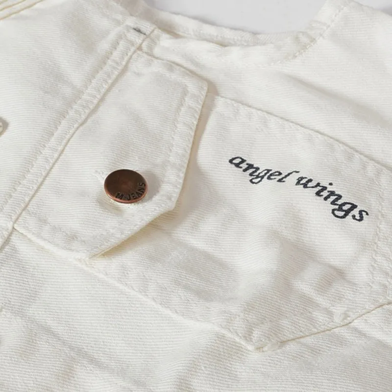 Куртка мужская джинсовая облегающая с принтом винтажная Повседневная