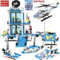 645pcs city police swat maritime command coast guard car building blocks sets figures bricks kit educational toys for children
