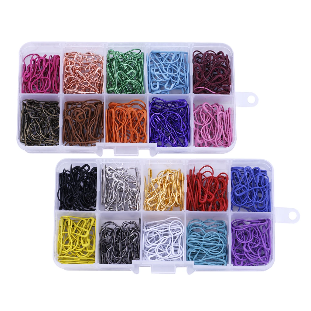 600 Pieces Assorted Bulb Safety Pins Calabash Pear Shaped Knitting Stitch Markers with Storage Box | Дом и сад