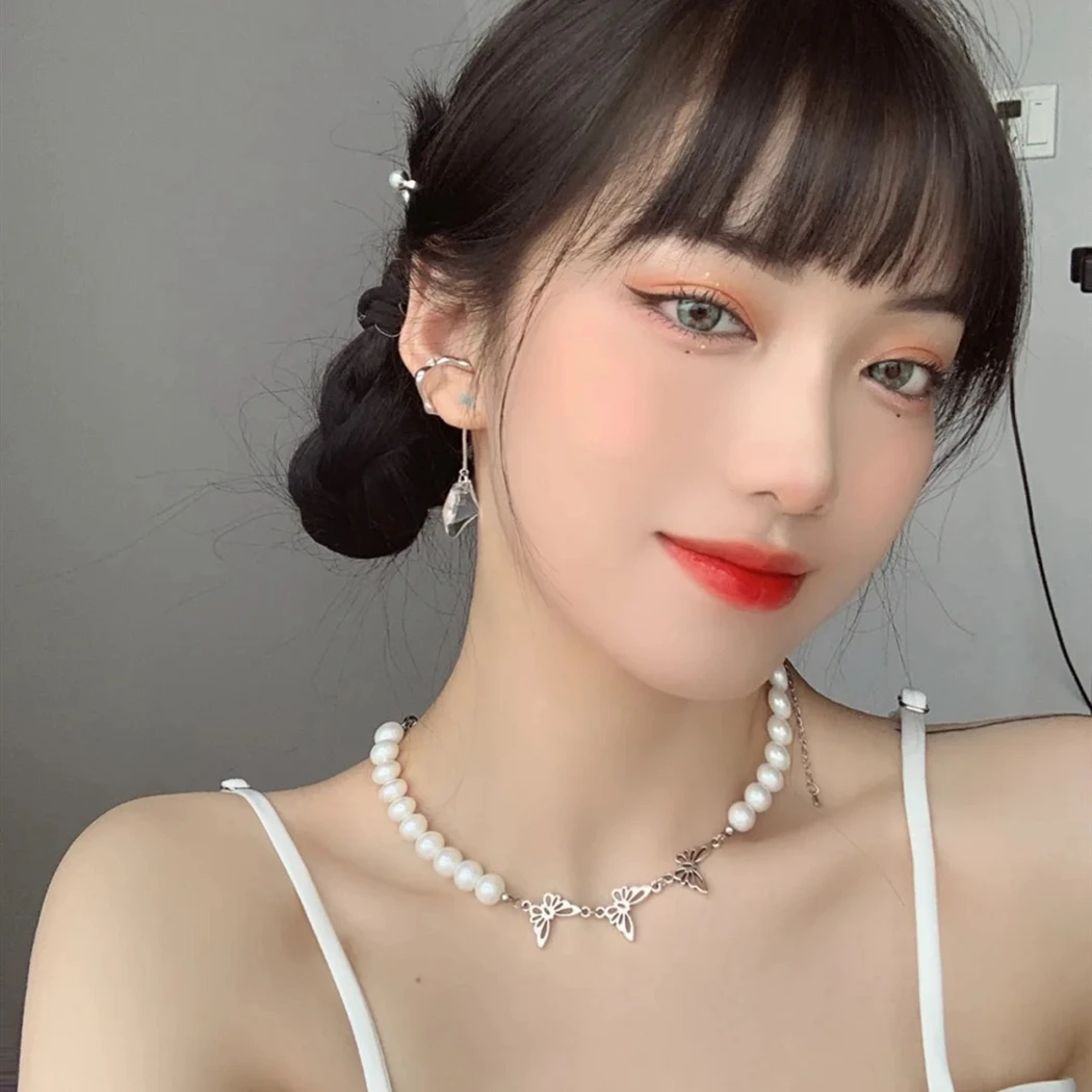 Ожерелье с подвеской из искусственного жемчуга ожерелье цепочка бабочкой