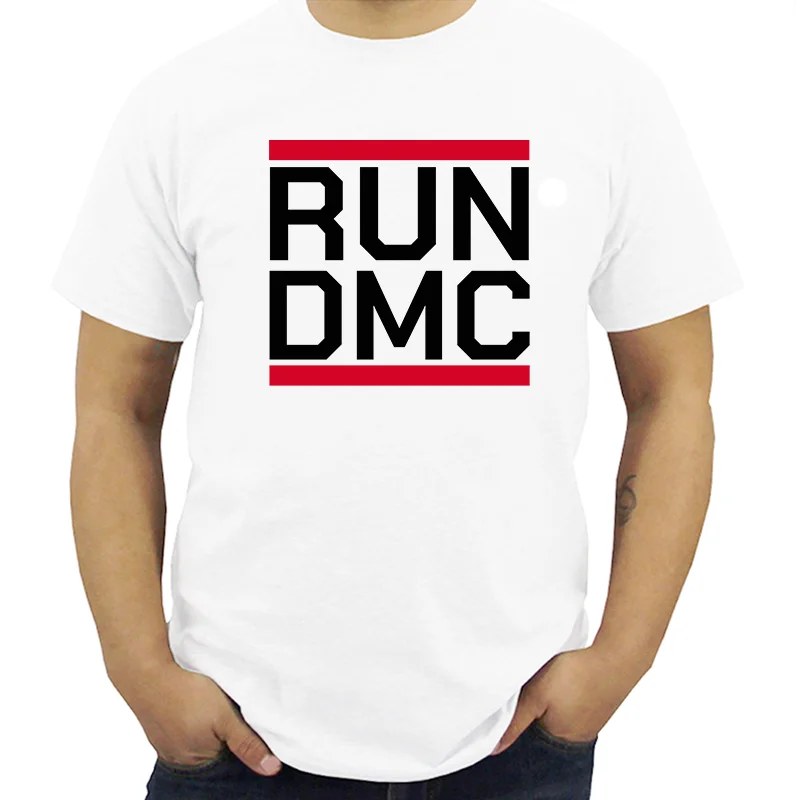 С золотым блеском логотип белая футболка новый взрослый Run Dmc размера плюс