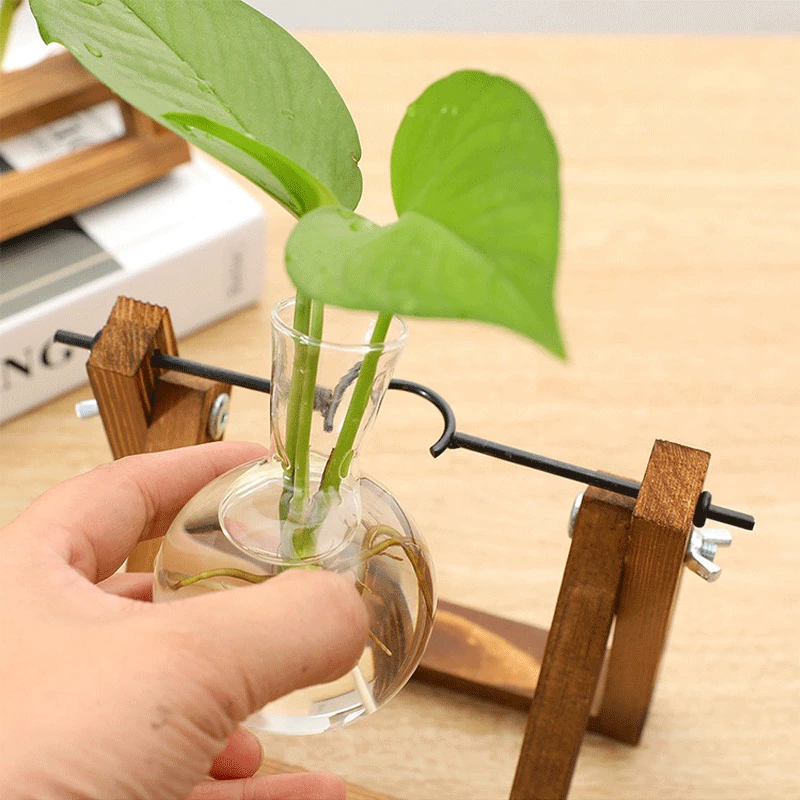 Terrarium Hydroponic Planter Vase Holder Wooden Frame Decoratio Glass Table Plant Bonsai Decor Flower Pots For Home | Дом и сад