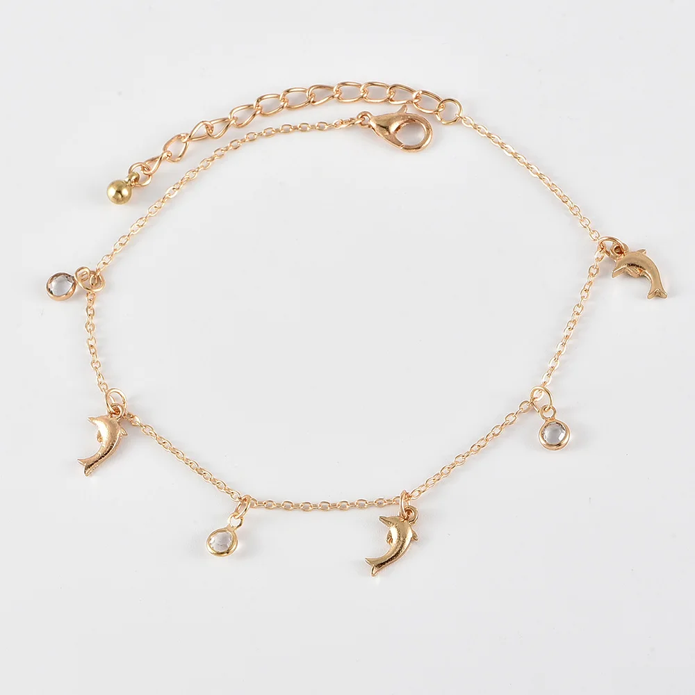 Модные женские браслеты на ногу со звездой дельфином Кристаллами подвесками