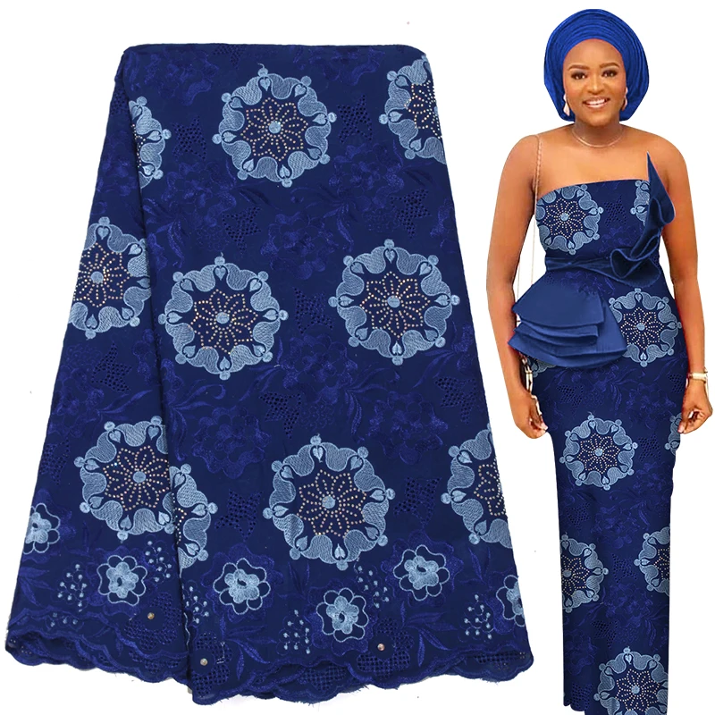 Новинка, хлопковая швейцарская кружевная ткань высокого качества, мягкая нигерийская ткань с вышивкой, африканская кружевная ткань 2,5 ярдов