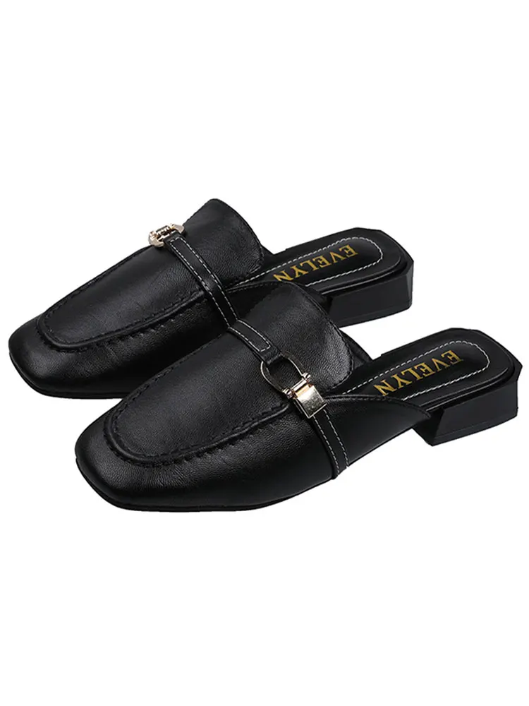 

Slippers women autumn 2020 new fashion square head low heel mules