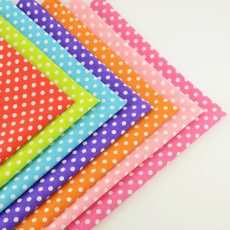 7 шт. хлопок Ткань для белый с принтом в горошек лоскутное разные Цвет квилтинга