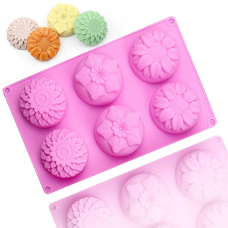 

6 Lattice Silicone Mold 3D Sunflowers Shape Silicone Mold Cake Border DIY Decoration 3D Mould Tools