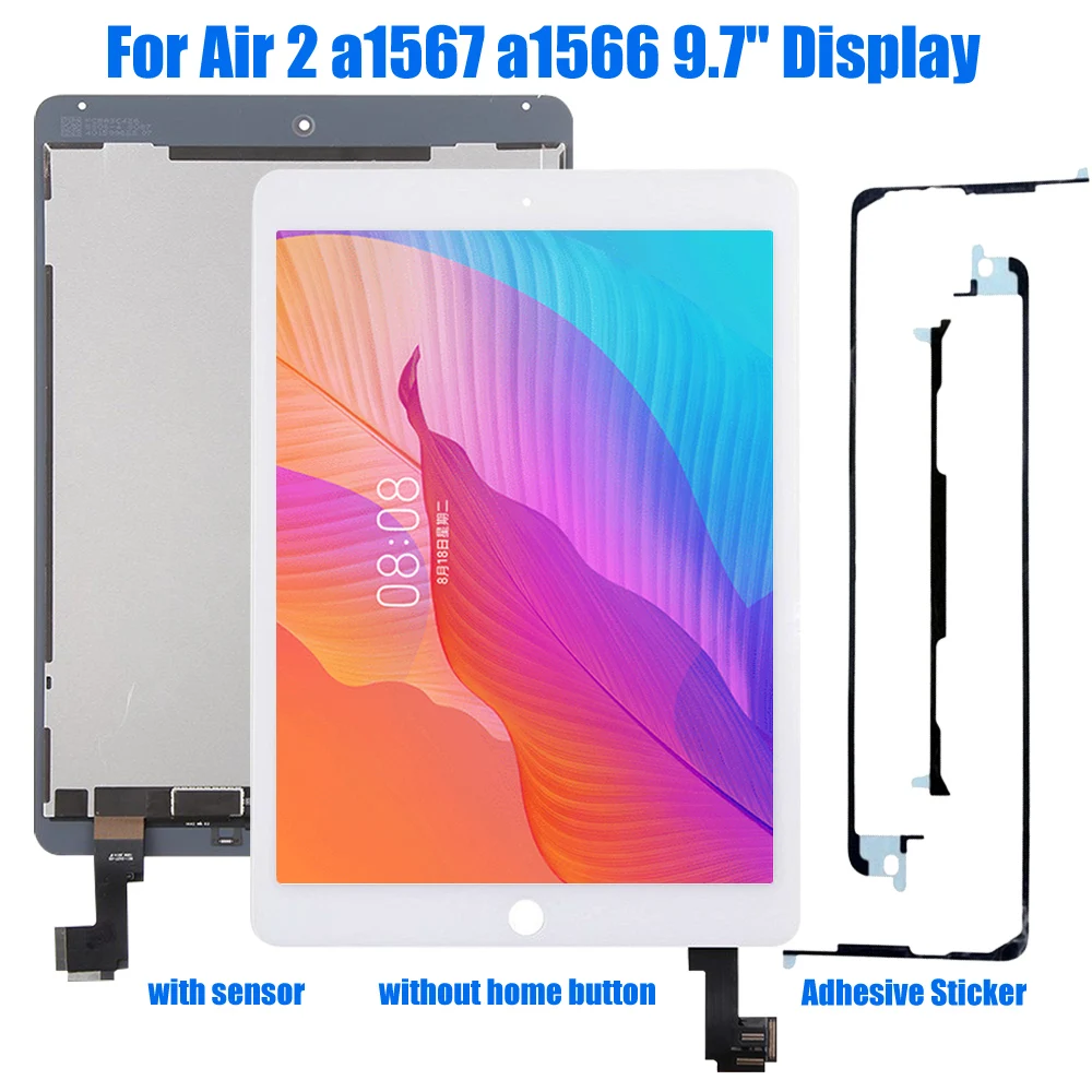 

2022 Air2 a1567 a1566 ЖК сенсорный экран дигитайзер клейкий полная сборка Замена для apple ipad air 2 ЖК-дисплей