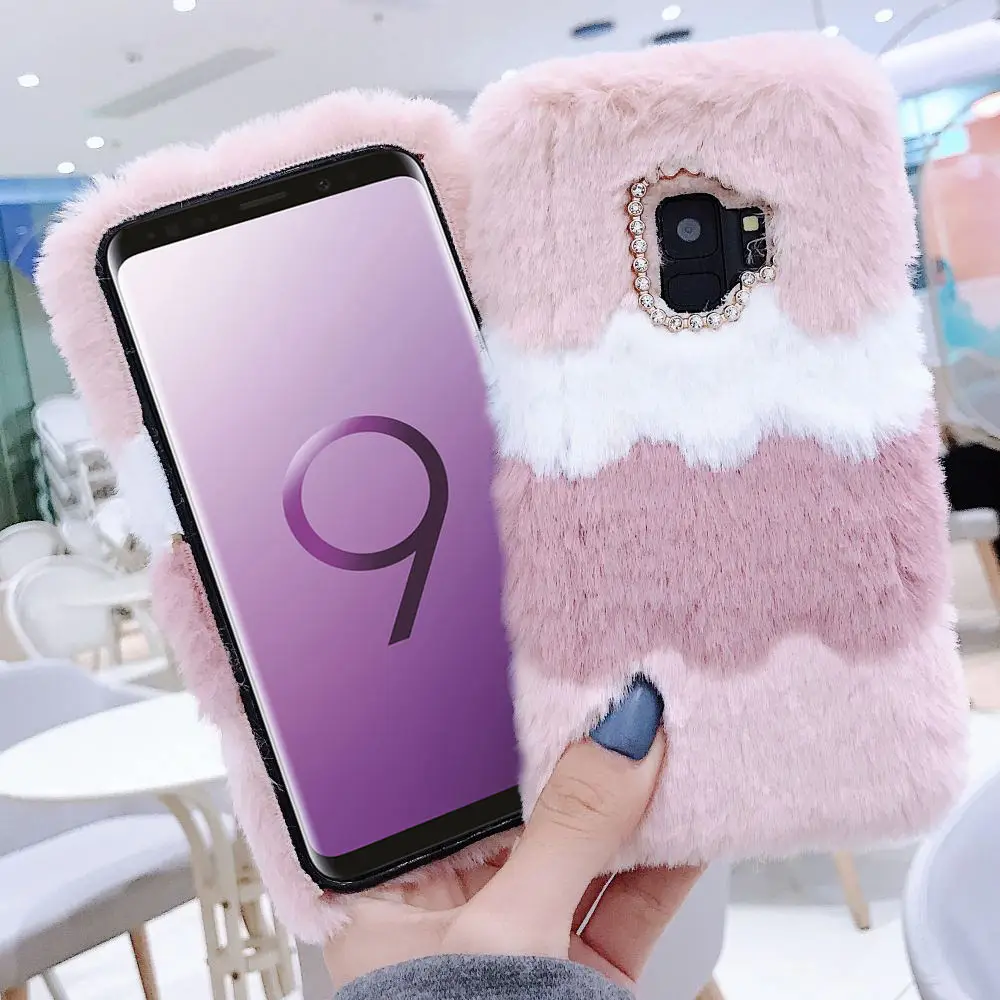 LLZ.COQUE плюшевый Пушистый Зимний чехол из кроличьей шерсти для Samsung Galaxy A6 A7 A8 J4 Plus A51