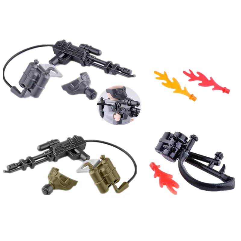 

Military Figures Weapons Accessories Building Block Flamethrower Army Anti-chemical Soldiers Parts Bricks Mini Model Toys C250