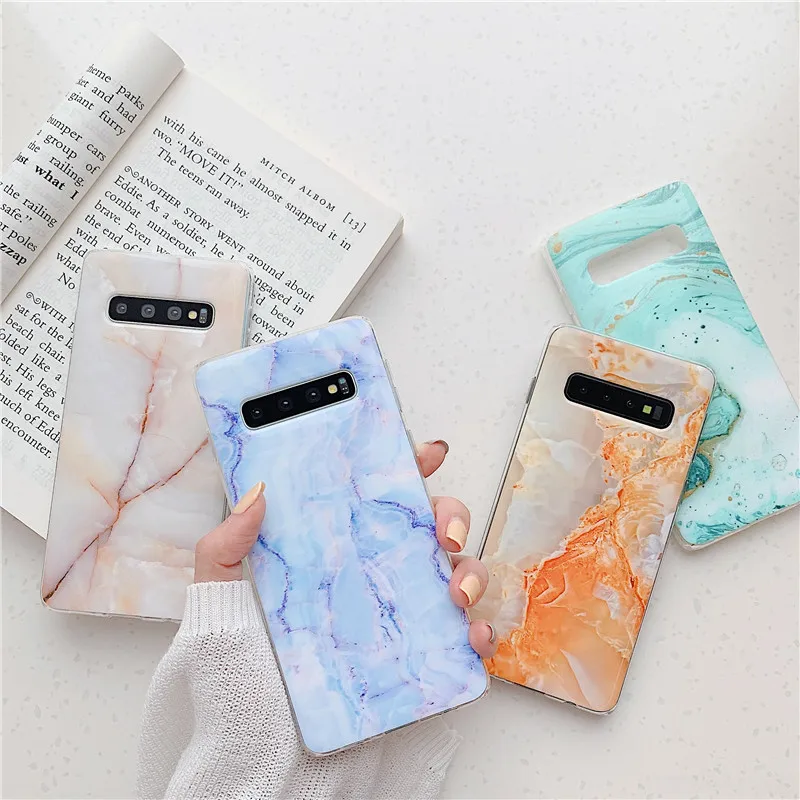 Чехол для телефона с мраморным узором Samsung S7 S8 10 Plus задняя крышка S9 plus S10e роскошные
