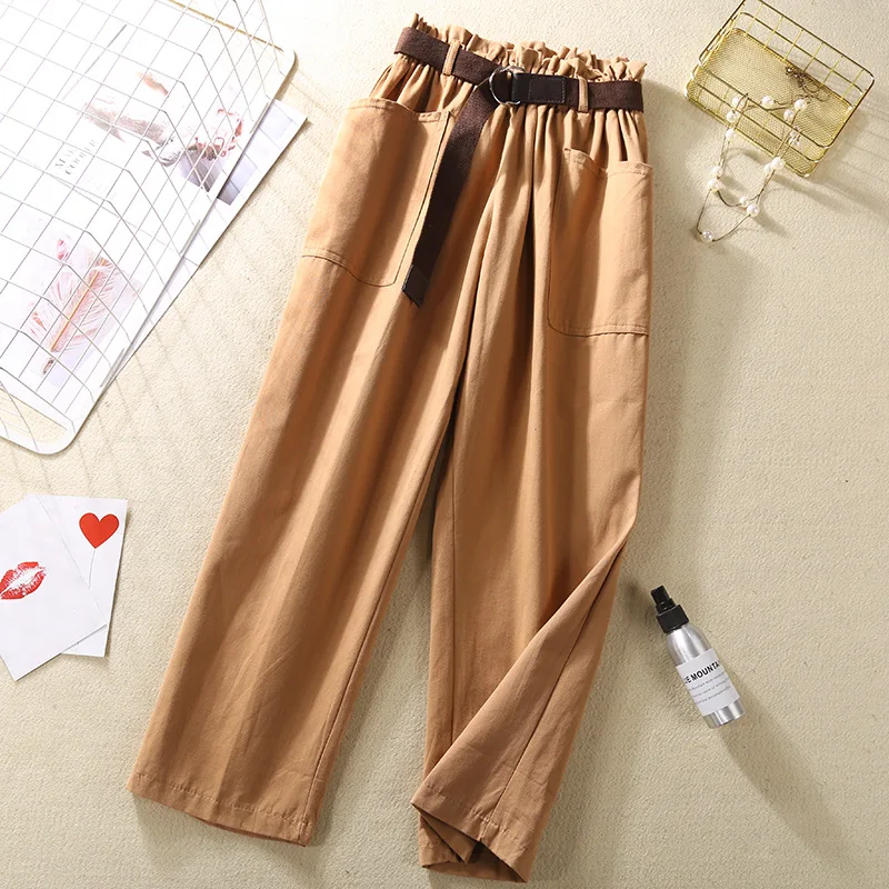 

Elastic High Waist Pants Women Summer Harem Pants 2020 Bud Loose Ankle-length Pants For Women Red Trousers Women Green Pants