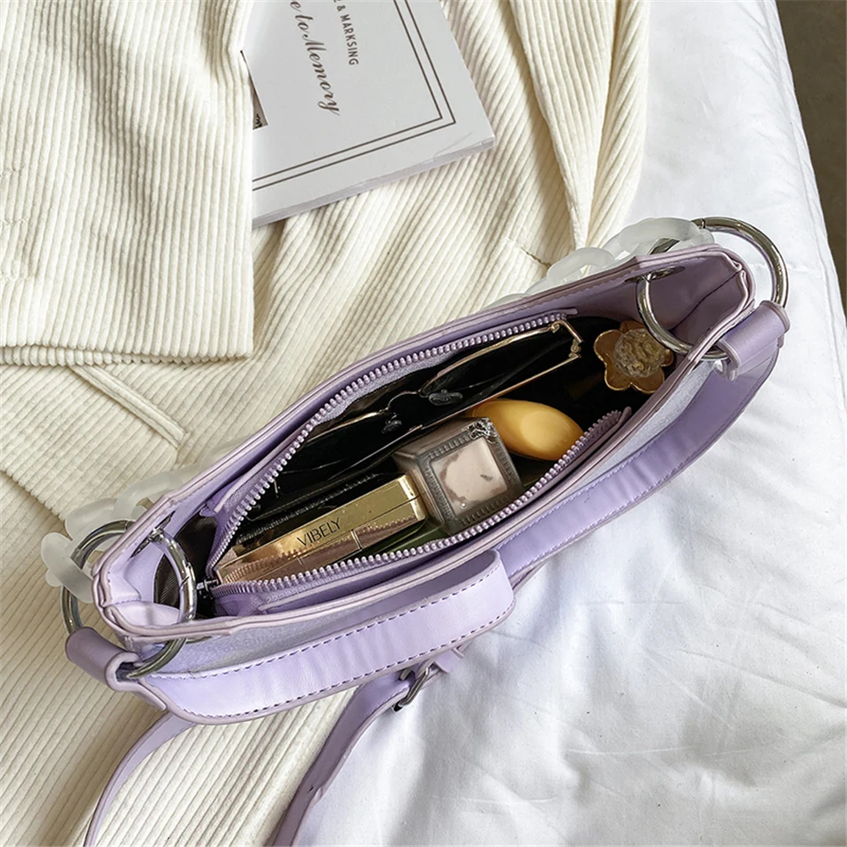 

2021 Glossy Luxury Ladies Designer Brand Diagonal Bag Retro Boutique PU Ladies Shoulder Bag Transparent Chain Banquet Clutch