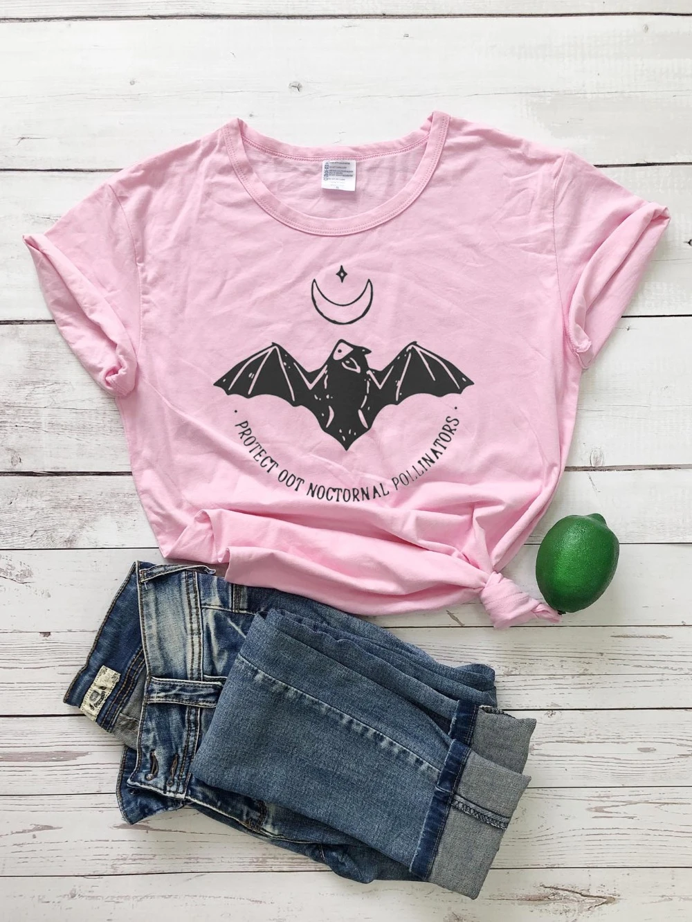 

Gothic Trend T Shirt Store Online Protect Our Nocturnal Pollinators Bat Moon t shirt women fashion graphic tees gift tops- L457