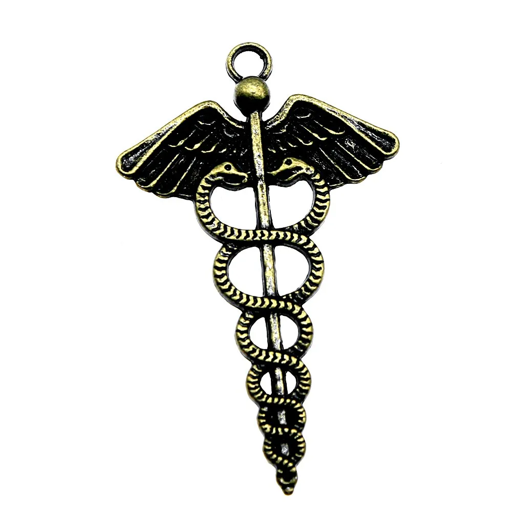 10 шт. Медицинский символ Кадуцей кулон 2 Цвета бисер прелести 49x30mm|Шармы| |