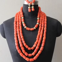 dudo big jewelry set wholesale 4 layers coral beads for men and women bridal necklace and earrings set