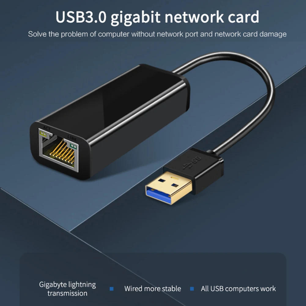 

Адаптер Ethernet USB 3,0, сетевая карта USB RJ45 Lan 1000 Мбит/с для Windows 7 8 XP, адаптер для ноутбука и ПК, аксессуары