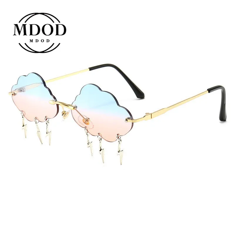 Новинка 2020 солнцезащитные очки без оправы для женщин в стиле стимпанк с облаками