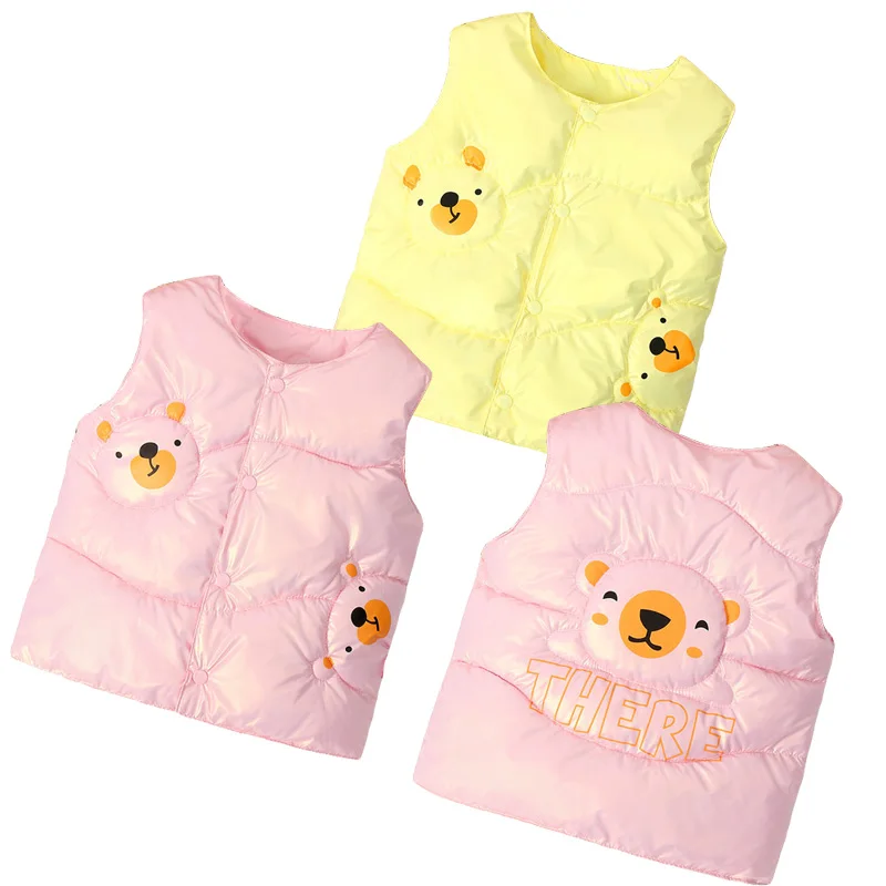 

Fashion Vest Baby Girls Boys Sleeveless Thin Warm Outerwear Cartoon Animal Print Jacket Kids Down Waistcoat Infant Clothes Coat