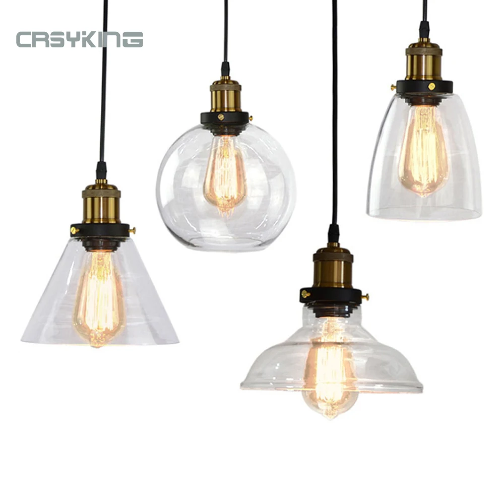 Винтажная стеклянная Подвесная лампа в стиле ретро современный светильник лофт