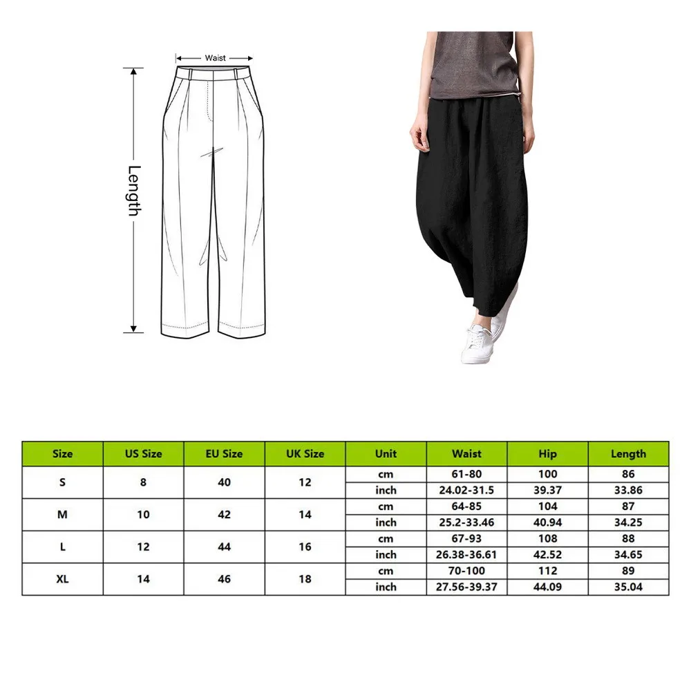 

2021 summer retro literary cotton pants ladies large size solid color loose casual ladies trousers stretch cotton linen pants