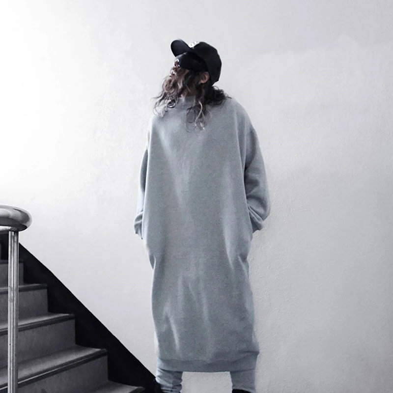 Длинный дизайнерский свитшот в стиле панк рок для мужчин и женщин уличная одежда