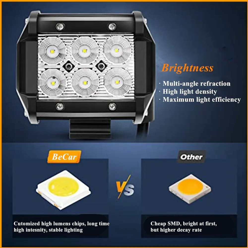 BECAR 4 &quot18 Вт Светодиодный светильник бар для грузовых автомобилей тракторы