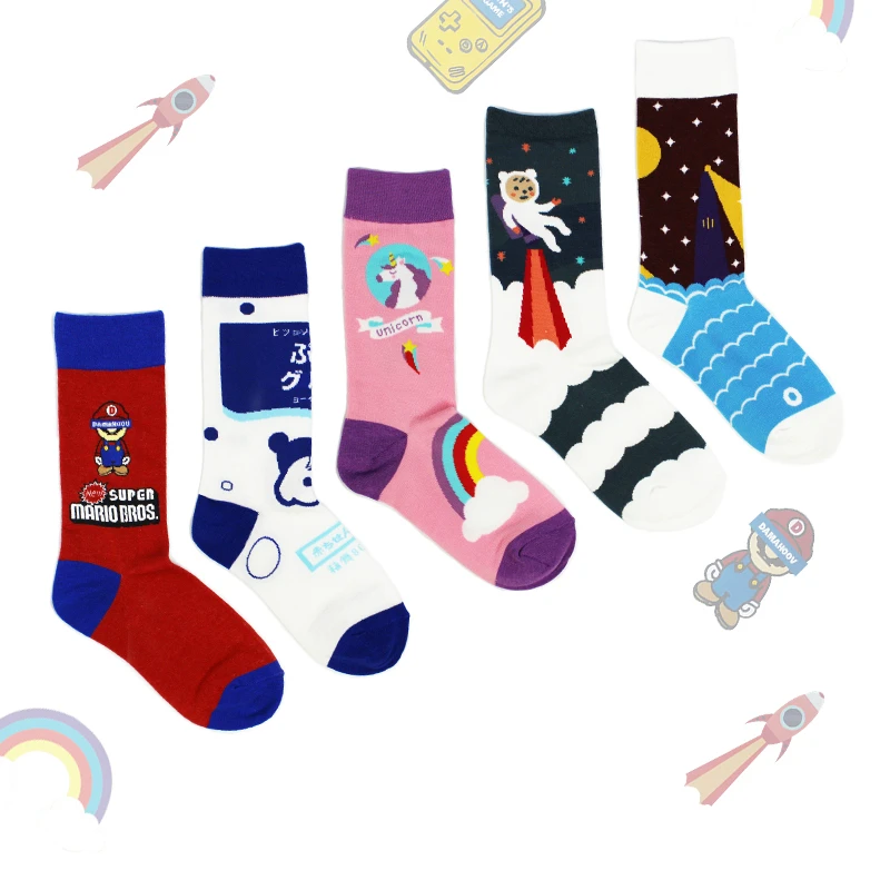 

Мультяшные новые носки хлопковые женские модные Веселые повседневные забавные удобные в стиле Харадзюку в японском стиле Серия Мэри Едино...